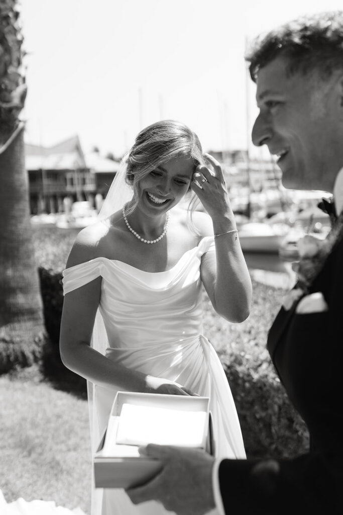 bride and father during their first look