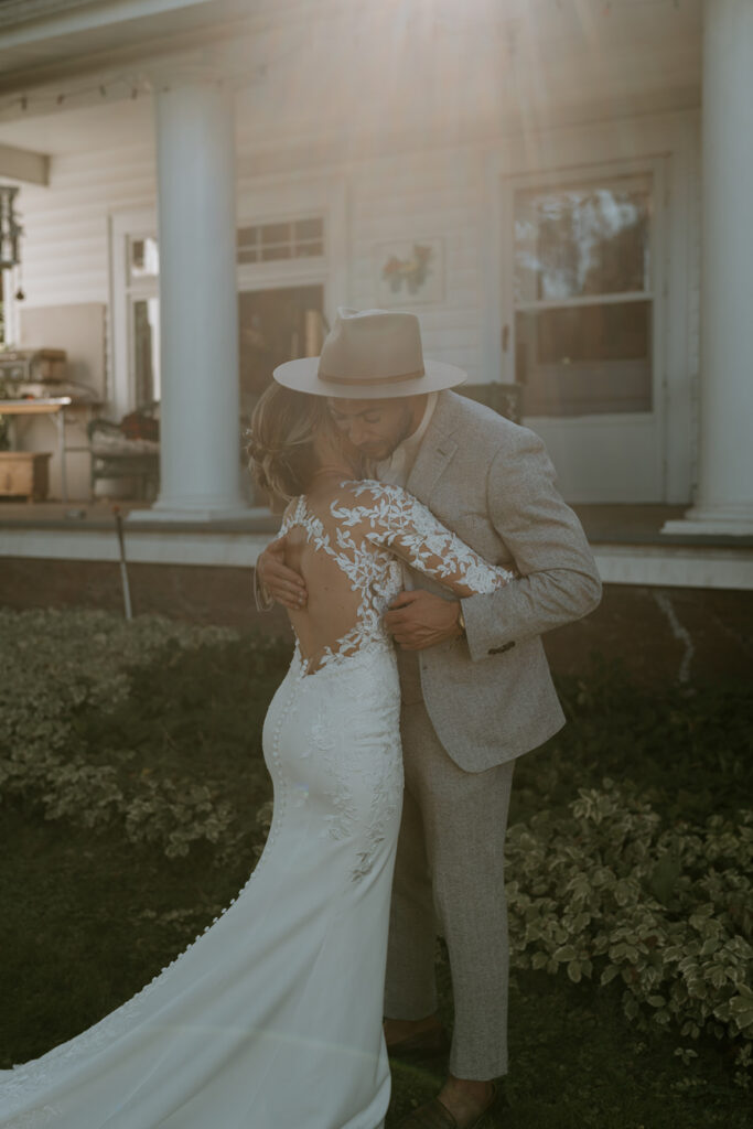 bride and groom first look