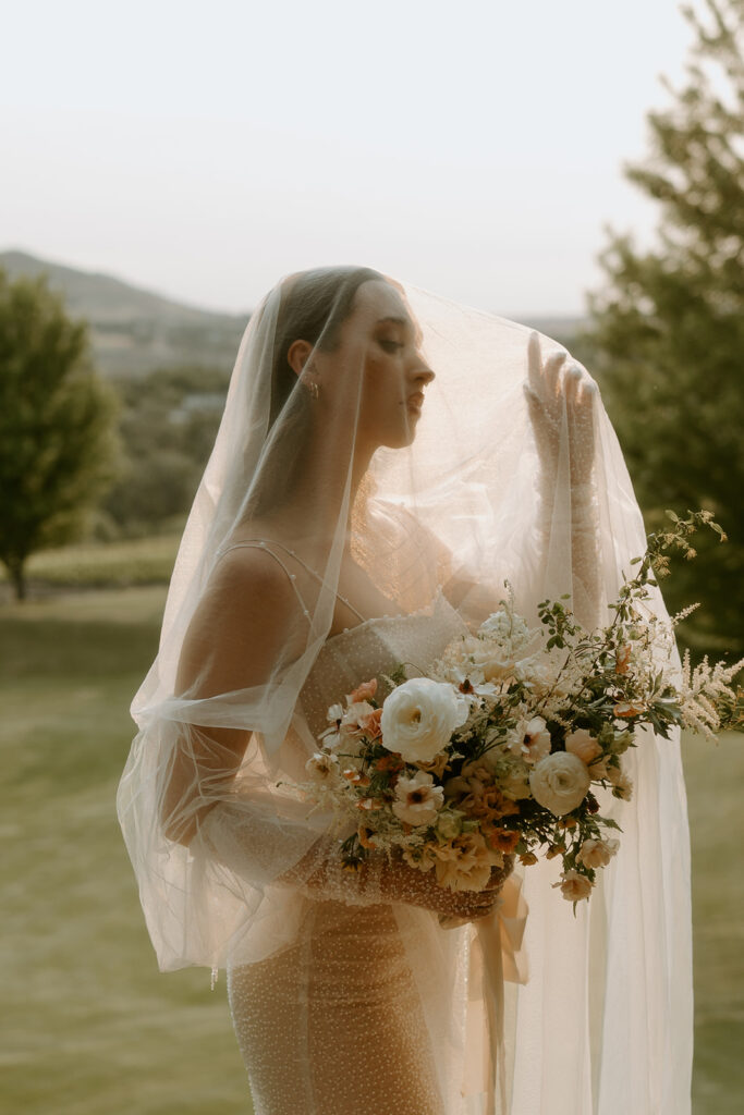 Tuscan inspired bride and groom photos at a winery in Washington 