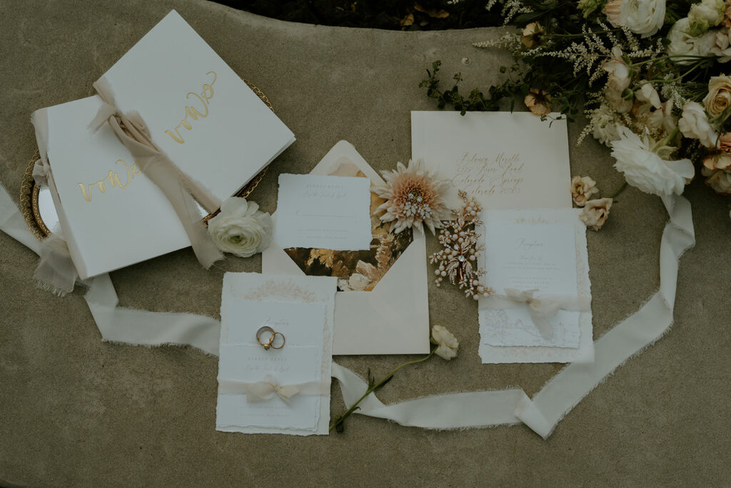 elegant wedding flat lay