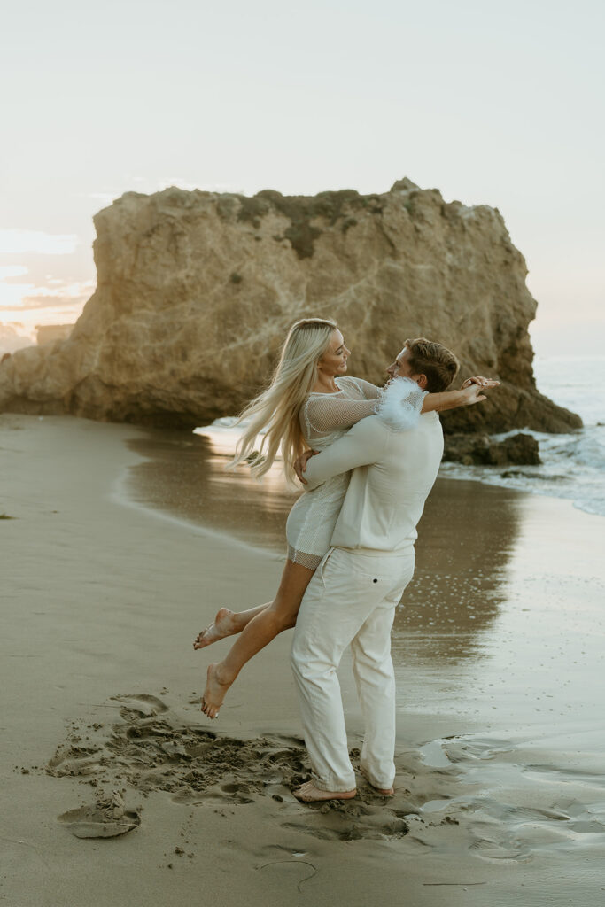 Malibu engagement photos at sunrise