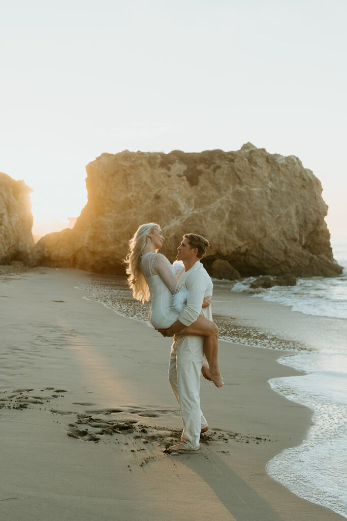 Malibu engagement photos at sunrise